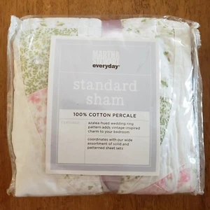 Martha Stewart Everyday Wedding Ring Azalea Standard Sham Pink Green White NEW - Picture 1 of 4