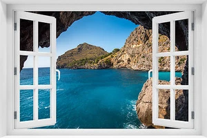 3D WANDBILD FOTOTAPETE FENSTERBLICK Meer Strand VLIES + Kleister GRATIS - p-12 - Bild 1 von 3