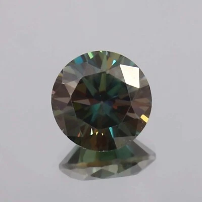 AAA Dark Green Moissanite Round Loose Gemstone Cut 2.75 Ct Lab Created Diamond - Image 1 of 4