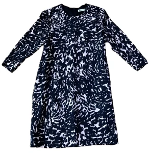 Whistles Pink & Black Patterned Dress With 3/4 Sleeves & Pockets Size UK 10 - Picture 1 of 16