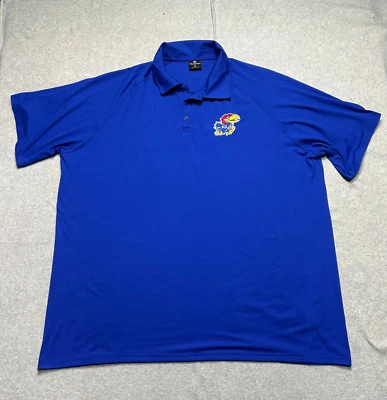 Camisa Polo Colosseum Kansas Jayhawks Para Hombres 3X Azul KU Performance Golf Elastizada Foto 1 de 4
