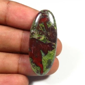 Dragon Blood Green Jasper Handmade Smooth Oval Gems 38x16 mm Natural Cabs DC-60 - Picture 1 of 9