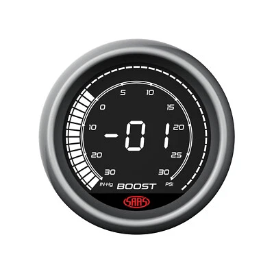 SAAS Digital Muscle Series Boost Vacuum Gauge - 30in Hg-30psi 52mm 10 Colour - Image 1 of 4