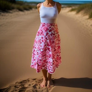 Pink Floral Skater Skirt 8-10 - Picture 1 of 3