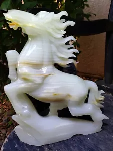 9.5" Afghan Jade Onyx Horse Hand Carving Large Statue Crystal, 5 lbs - Picture 1 of 14