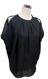 SHEIKE Black Pleated Batwing Cold Shoulder Top. Size 10. GUC - Picture 1 of 7