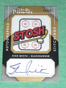 2007-08 OPC Premier Stitchings STAN MIKITA Autograph 5/50 Nickname "STOSH" RARE