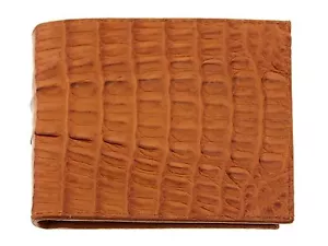 Unisex Echt Krokodil Cognac Schwanz Doppelfaltung Leder Geldbörse Geld Kartenetui - Bild 1 von 4