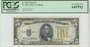1934A $5 N. Africa PCGS 64 Very Choice New PPQ FR#2307 KA Block - Picture 1 of 2