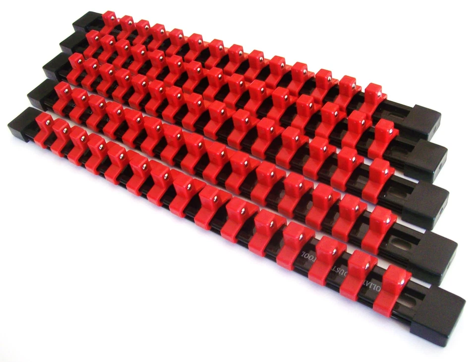 5 GOLIATH INDUSTRIAL 3/8" ABS MOUNTABLE SOCKET RAIL HOLDER ORGANIZER RED SH38BR - Image 1 of 1