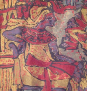 Ancient Egyptian design long sleeve silk button-front shirt Colore Italia sz LG - Picture 1 of 7