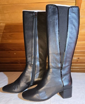 Botas de montar Donald Pliner Camille para mujer de cuero negro altas hasta la rodilla talla 8M Foto 1 de 4