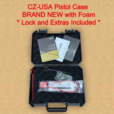 NEW CZ P-10 Black Plastic Box w/ Manual, Safety Lock & Cleaning Brush - Image 1 of 2