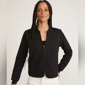 Marine Layer Damen Corbet schwarz gesteppt durchgehender Reißverschluss Bomber Pullover Gr. Small - Bild 1 von 5