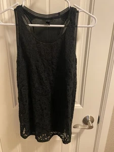 Mossimo L Top Lace Black Lined Tank Sleeve Shirt Large Lg - Picture 1 of 6