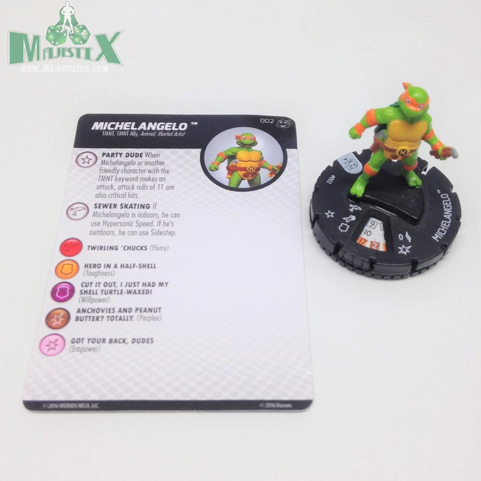 Heroclix Teenage Mutant Ninja Turtles Serie 2 Miguel Ángel #002 ¡Común con tarjeta! Foto 1 de 1