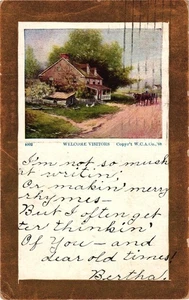 Postal de colección de 1911 Welcome Visitors Farmhouse Terre Haute Indiana - Imagen 1 de 2