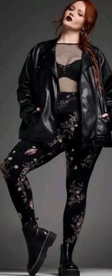 NWT Torrid Nightfall Black Floral Signature Waist Premium Leggings Size 0 (L,12) - Image 1 of 4