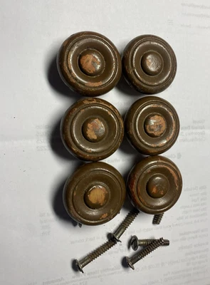 批量 6 件 复古木质花式拉手 带螺丝 — 第 1/4 张图片