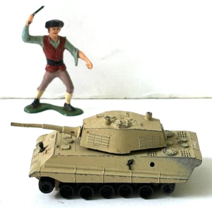Tanque Vintage King Tiger Die Cast 3.5" Nº 3101 Hong Kong con Juguete Soldado - Imagen 1 de 17