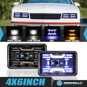 Pair 4X6" LED Headlights Hi/Lo DRL Turn Lamp For Chevrolet Monte Carlo 1980-88 - Picture 1 of 12