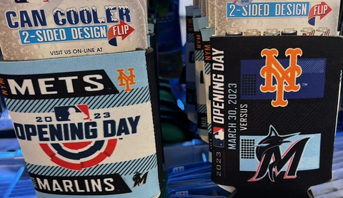 NY METS MIAMI MARLINS CAN KOOZIE 2023 OPENING DAY BASEBALL MLB COOLER Cover