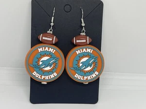 Miami Dolphins Earrings Double Sided - Picture 1 of 2