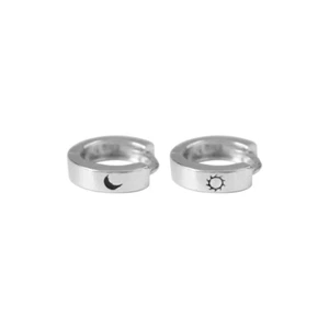 Women Girl Moon Sun S925 Sterling Silver Tiny Hoop Huggie Earrings 7mm Gift F27 - Picture 1 of 6