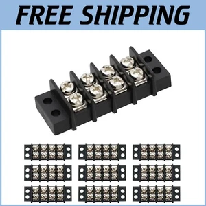 Compact 4-Pole Double Screw Terminal Block, 300V/20A - Easy to Connect, 10-Pack - Picture 1 of 8