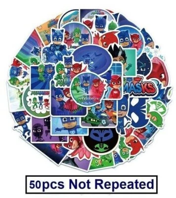 4 CLASSY GIFTS PJ Masks Stickers Superhero Skateboard Laptop Cartoon Decal Sticker Bomb 50 pcs