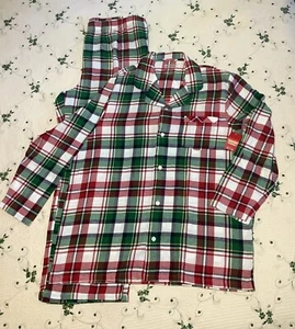 UNISEX NWT SIZE 2XLT RED/GREEN/WHITE PLAID FLANNEL 44" ELASTIC WAIST PAJAMAS - Picture 1 of 8