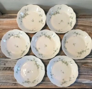 7 A. Lanternier & Co Limoges Frankreich Suppe Salat Schüsseln 7 3/4" blaue Blumen Floral - Bild 1 von 11