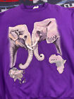 VTG Harlequin Purple Elephant All over Print Graphic Sweatshirt Large 90s Nature