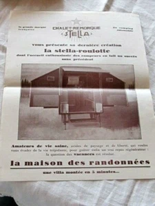 Brochure Chalet-remorque Stella années 20 Stella-Roulotte camping automobile - Imagen 1 de 4
