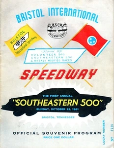 1961 Bristol Speedway First Annual Southeastern 500 Program Reprint - Picture 1 of 8