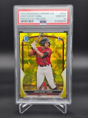 2023 BOWMAN SAPPHIRE 1st CRISTOFER TORIN CHROME YELLOW /50 PSA 10 Low POP! - Image 1 of 3