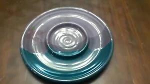 Plato bandeja de pan y aceite esmaltado de cerámica KENT FOLLETTE púrpura verde azulado ~ hermoso - Imagen 1 de 6