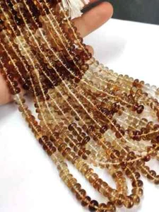Natural Shaded Imperial Topaz Plain Rondelle Beads AAA+ Brown Topaz Super Fine - Picture 1 of 6