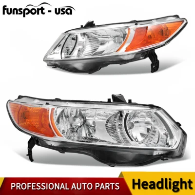 Headlights Assembly For 2006-2011 Honda Civic Coupe 2Dr Coupe 06-11 Headlamps - Image 1 of 4