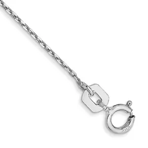 Real 10kt White Gold .8mm Diamond Cut Cable with Spring Ring Clasp Chain Anklet - Picture 1 of 3