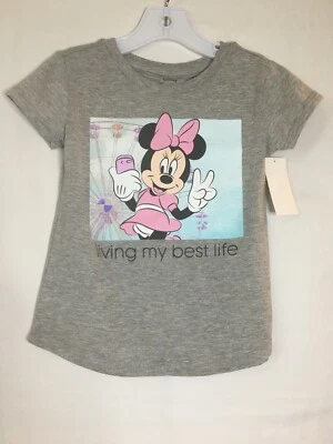 New Disney Minnie Mouse T Shirt Short Sleeve Girls Gray many sizes - Image 1 of 4