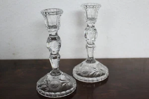 DECORATIVE PAIR OF CRYSTAL CANDLESTICKS #10734 - Picture 1 of 3