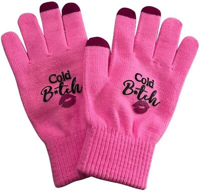 COLD B*TCH GLOVES - 粉色冬季性感女式女士 - 触摸屏功能 — 第 1/3 张图片