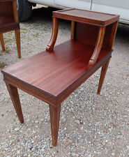 Mid Century Leather Top Step End Table  (SET71)