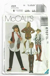 MC CALLS PATTERN #6707 GIRLS SIZE 10 LINED VEST SHIRT PANTS & TIE UNCUT - Picture 1 of 3