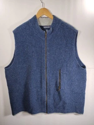 LANDS END Mezcla de Lana Suéter Chaleco Cremallera Completa Bolsillo Azul Para Hombres XL 46-48 Hecho en EE. UU. Foto 1 de 4
