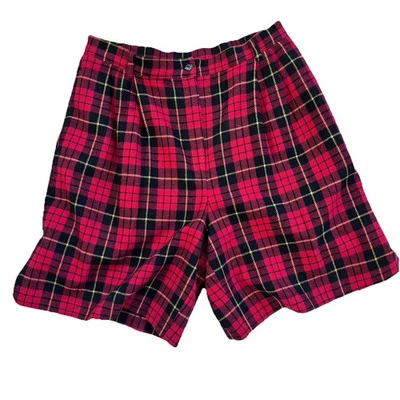 Pantalones Cortos Vintage Años 90 Sag Harbor Lana Rojo y Negro A Cuadros 16W Foto 1 de 4