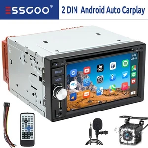 Doppel DIN Autoradio Carplay Android Auto CD DVD AM RDS USB Bluetooth TF MIK Kam - Bild 1 von 16