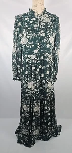 LK Bennett Patti Midi Hemdblusenkleid grün Blumenmuster Kunstperlen Knöpfe UK 14 - Bild 1 von 23