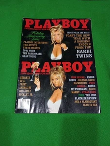 THE BARBI TWINS January 1993 PLAYBOY Magazine SEAN YOUNG / JOHN UPDIKE - Picture 1 of 2